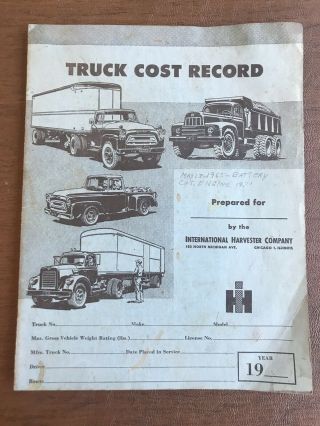 Truck Operating Cost Record International Harvester Company Wicks St James Ny