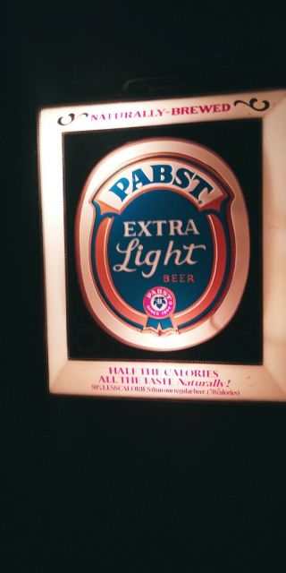 Vintage Pabst Extra Light Beer Lighted Up Wall Sign Electric Illuminated Display
