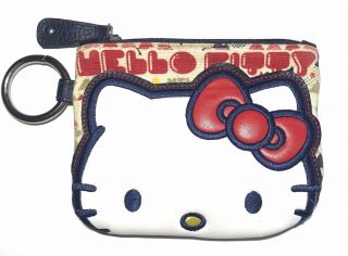 Loungefly Sanrio Hello Kitty Coin Purse Wallet Canvas Faux Leather Full Zip Rare