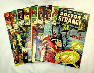 Marvel Comics Silver Age Strange Tales Run: S 161 - 168 Nick Fury/dr Strange F - Vf,