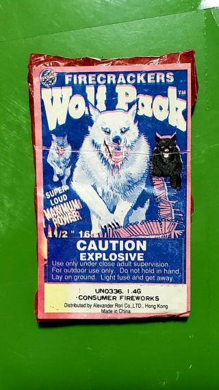 Vintage Wolf Pack Firecracker Label 1 1/2 " - 16 Loud Maximum Power