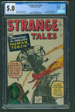 Strange Tales 101 Cgc 5.  0 1st Solo Human Torch Since Golden Age 1962