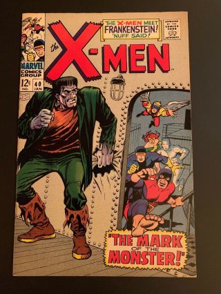 The X - Men 40 Vol 1 Marvel Comics First Print (1968) Frankenstein Cyclops Iceman