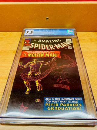 Spider - Man 28 Marvel Cgc 7.  5 First Appearance Molten Man White Pages