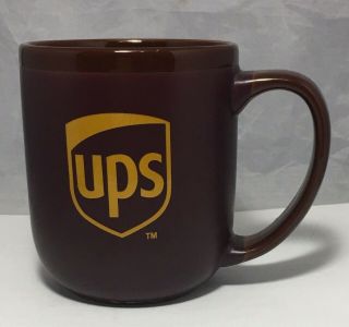 Ups 14 Oz Heavy Ceramic Brown With Mustard Color Logo Coffee Tea Mug