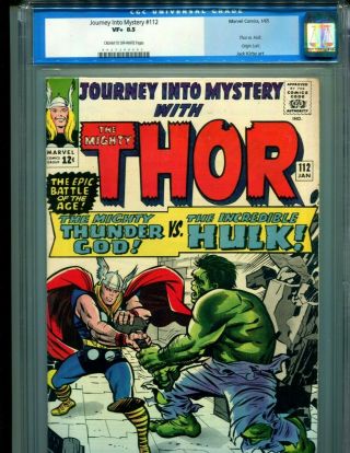 Journey Into Mystery 112 Cgc 8.  5 Classic Kirby Thor Vs Hulk 1965 Old Slab $795