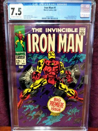 Iron Man 1 (may 1968,  Marvel) - Cgc 7.  5 - Recently Graded