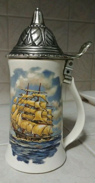 Vintage Nelson Mccoy Pottery Beer Stein Nautical Ship Mug
