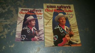 2 Gene Autry Coloring Books Western 1975 Chuck Wagon Chatter Vintage 1 Rare Big