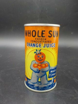 Vintage Whole Sun Anthropomorphic Orange Juice Concentrate Tin Litho Can Exc