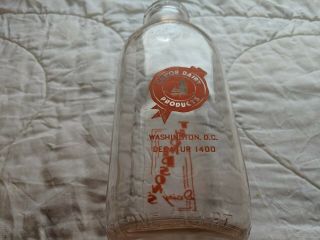 Thompson ' s Dairy Washington D C Red Pyro One Quart Milk Bottle Decatur 1400 2