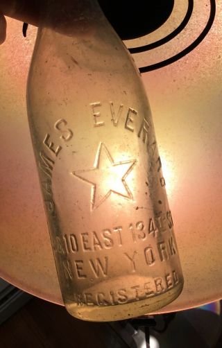 James Everard Brewing Co Beer Bottle Ny Addressed 8 & 10 E 134th St Advertising