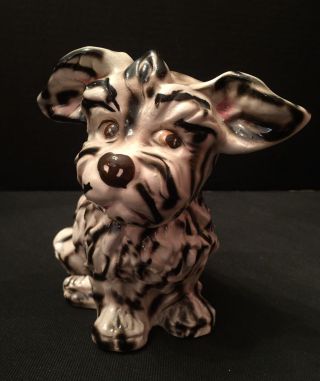 Vintage Yorkshire Terrier Planter Ceramic Glazed Black White 7 " X4 " Figurine