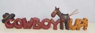 Cowboy Up - Resin Block With Cowboy Hat And Horse - Blossom Bucket 28814