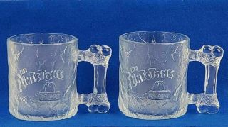 Vintage 1993 Mcdonalds Flinstones Pre - Dawn Glass Mug Cups Set Of 2
