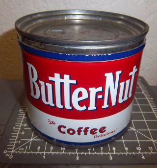 Butternut 1/2 Lb Coffee Tin,  Graphics,  Omaha,  La,  Philly,  Great Shape
