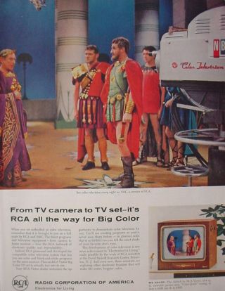 1956 Rca Television Tv Color Every Night On Nbc Movie Set Vintage Print Ad 10629