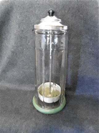 Vintage Soda Fountain Straw Dispenser Holder,  Green Rubber Base,  Bakelite Knob