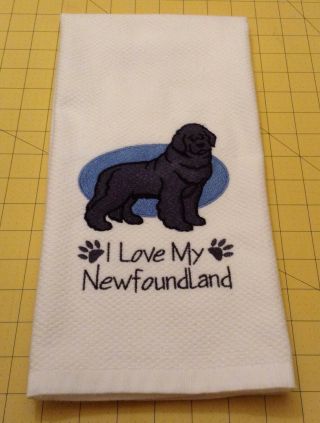 I Love My Newfoundland Embroidered Williams Sonoma Kitchen Hand Towel,  20x30