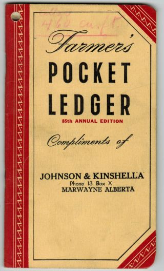 1951 - 52 John Deere Pocket Ledger - Marwayne - Alberta