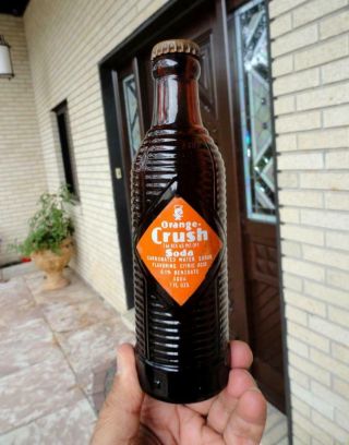 Full Orange Crush Acl Soda Bottle Pensacola,  Florida Fla Fl 1940’s