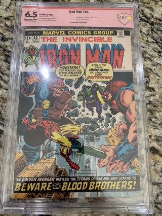 Iron Man 55 Cbcs 6.  5 Vsp 1st Thanos Drax Signed Jim Starlin 1973.