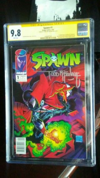 Spawn 1 Cgc Ss 9.  8 Newsstand Ed.  Ss Signed By Todd Mcfarlane 1st App Of Spawn