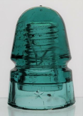 Aqua W/milk Cd 145 Star Postal Style Beehive Glass Insulator