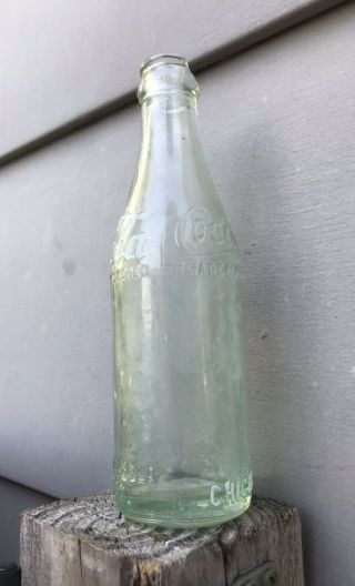 CHICAGO,  Illinois 1910’s SS Straight Side Embossed Coca Cola Aqua Soda Bottle 4