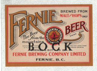 Beer Label - Canada - Fernie Bock Beer - British Columbia