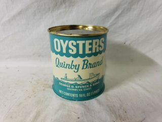George D Spence & Sons Quinby Brand Oysters Quinby,  Va 612 Pint 16 Oz.  Tin Can