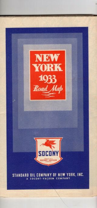 1933 Socony Road Map Of York