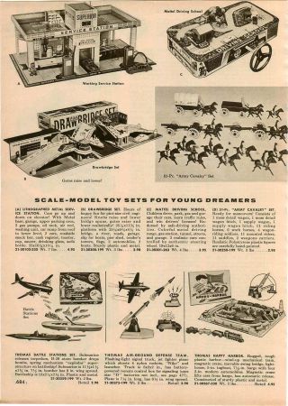 1957 PAPER AD 4 PG Toys Structo Steel Dump Truck Steam Shovel Tow Wrecker Garage 4