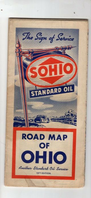 1940 Sohio Standard Oil Road Map Of Ohio