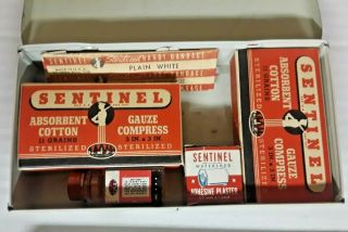 Vintage First Aid Kit Sentinel Tin With Boxes Inside Cleveland Ohio Utility Box
