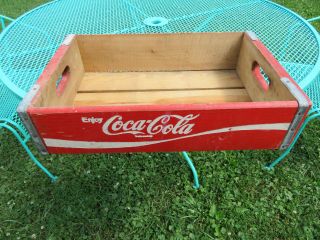 Red Coca Cola Coke Wood Case Carrying Crate Soda Pop Bottle Look Rare Cool
