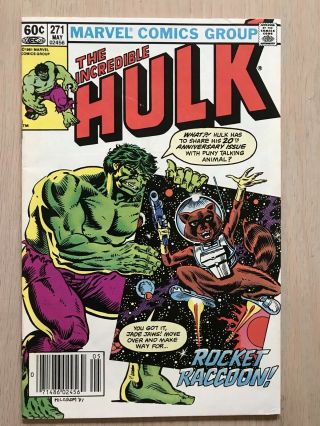 The Incredible Hulk 271 1st Comic App Rocket Raccoon Newsstand Edition Vg