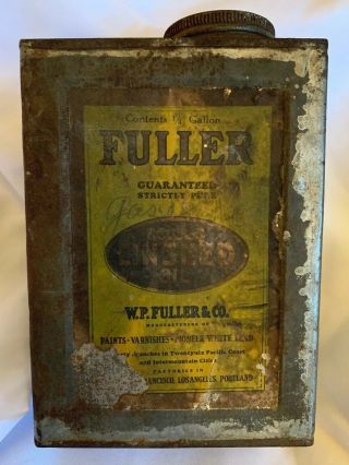 W.  P.  Fuller & Co Linseed Oil Antique Tin Can Pacific San Francisco/sac 1800’s