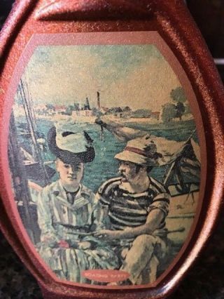 Vintage Jim Beam ' s choice Manet Boating Party bourbon whiskey bottle decanter 2
