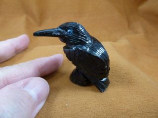 (y - Bir - Ra - 217) 1.  5 " Black Raven Crow Onyx Carving Peru Figurine Bird Noir Magpie