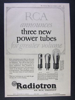 1925 Rca Radiotron Radio Ux 120 112 210 Tubes Vintage Print Ad