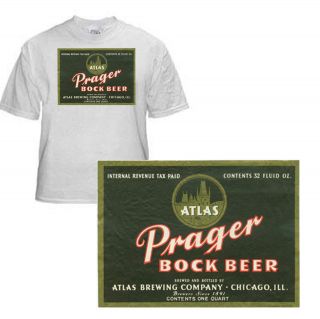 Atlas Brewing Prager Bock Beer Label T Shirt Chicago Il Sizes Small - Xxxlarge (f)