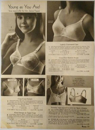 1971 Vintage PAPER PRINT AD cross - over contoured padded bras lingerie underwear 2