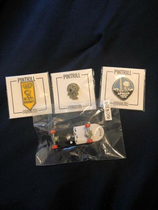 Peanuts Snoopy Astronaut Enamel Pin Set Of 3 Sdcc 2019,  Exclusive Fingerboard