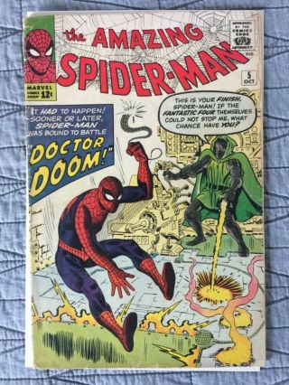 Rare 1963 Silver Age Spider - Man 5 Key Doctor Doom Complete