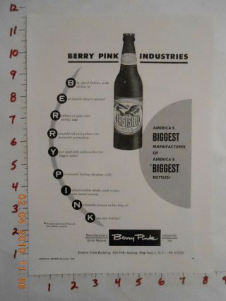 1950 Los Angeles Brewing Co Eastside Beer Trade Ad Ca Berry Pink Industries Acme