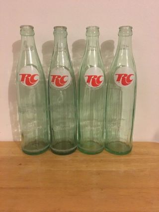 Set Of 4 Vintage Rc Royal Crown Cola 16oz (pint) Green Soda Bottles