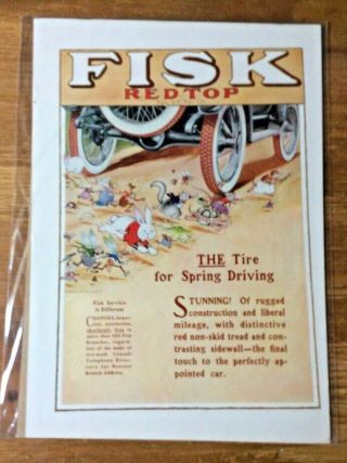 Vintage Fisk Red Top Tire Company Artist Signed Harrison Cady Print Ad