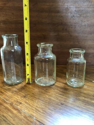 Set Of 3 Vintage Glass Bottles - Medicine - Drug Store - Apothecary -