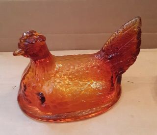 Vintage Large Amberina Glass Hen On Nest ESTATE FIND 1970 ' s 3
